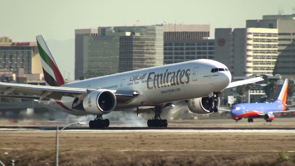 Landing an Emirates flight at Los Angeles International Airport