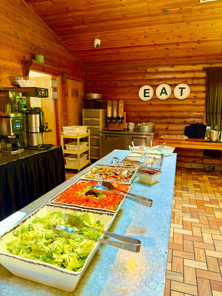 Buffet display with EAT sign at the Chuckhouse located at Greenhorn Ranch