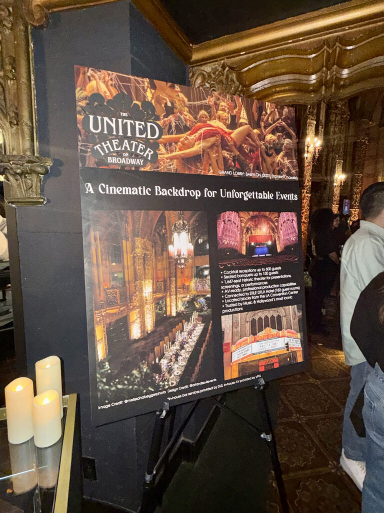 United Theater Broadway sign in the lobby of the theater