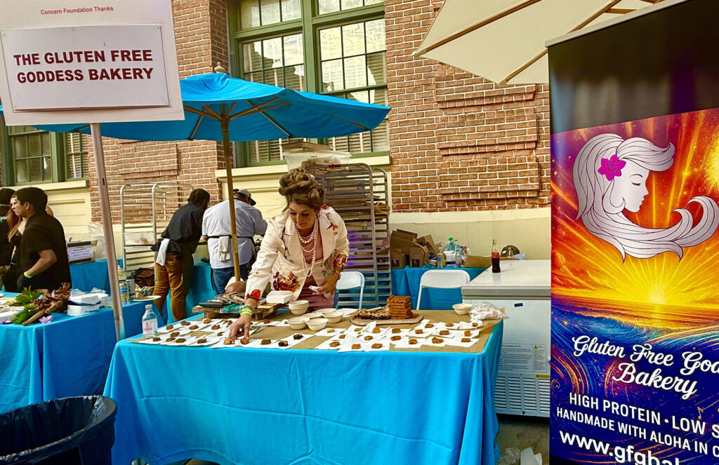 Gluten Free Goddess Bakery laying our brownies at Concern Foundation Block Party